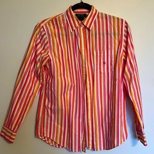 Multicolored Vertical Stripe Pinks and Orange Ralph Lauren Buttoned Down